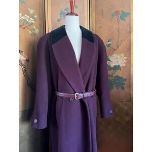 Vintage pure wool coat in deep purple, size L